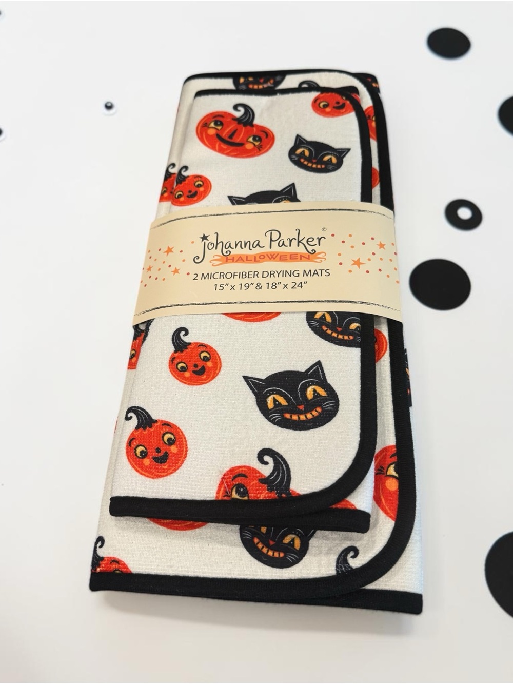 Johanna Parker Halloween Pumpkin & Black Cat Microfiber Drying Mats
